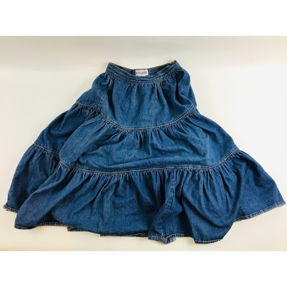 Tres Jolie Skirt Women's Size 9/10 Blue Denim Midi Swing Boho Buttoned Zip Side